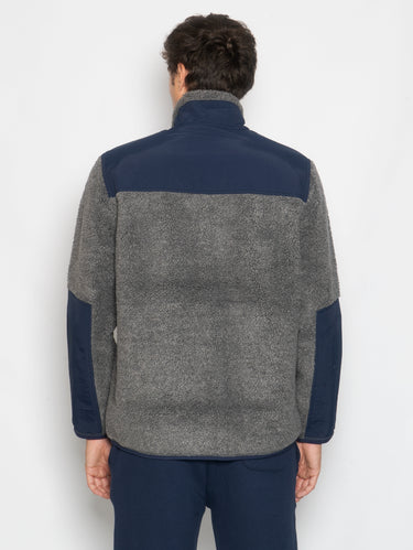 Felpa in Pile a Pelo Lungo Grigio/Blu