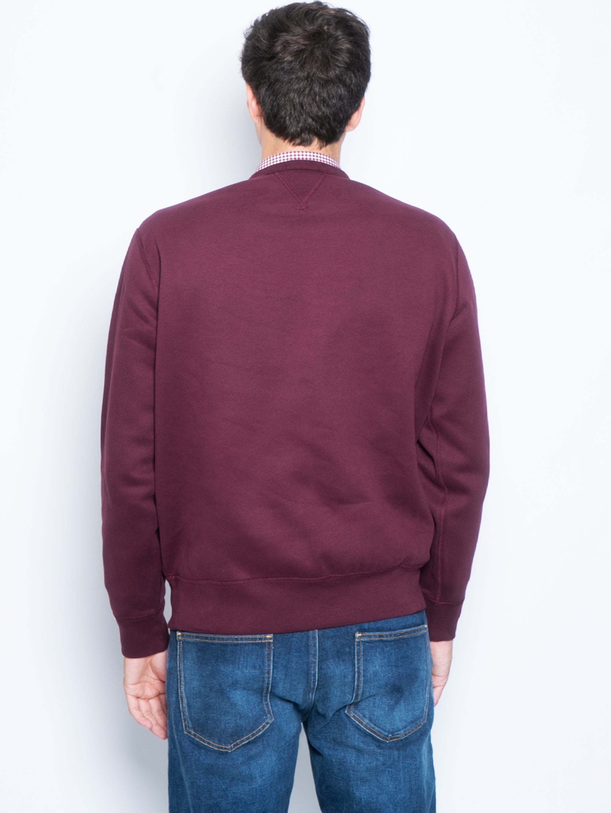 Crewneck sweatshirt with V-shaped insert