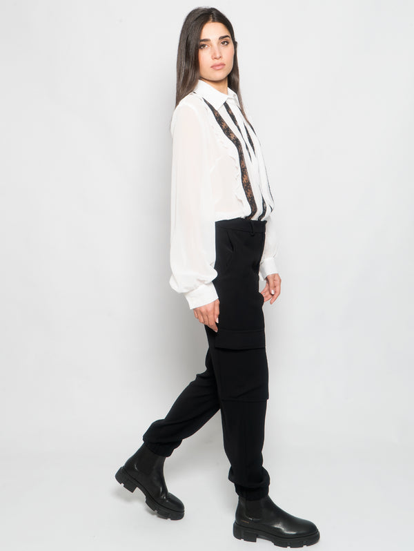 Schwarze Cady-Cargohose