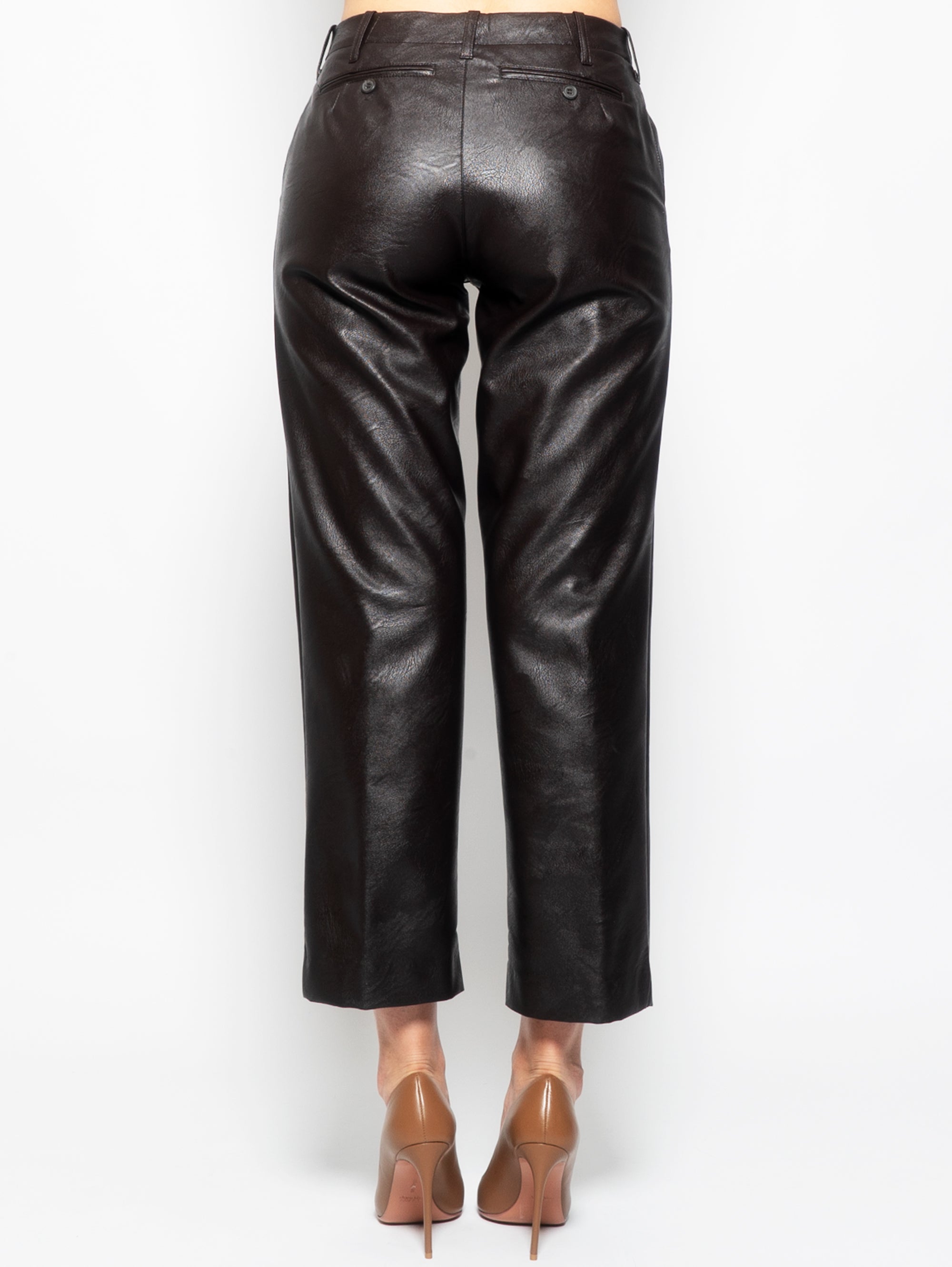 Burgundy imitation leather trousers