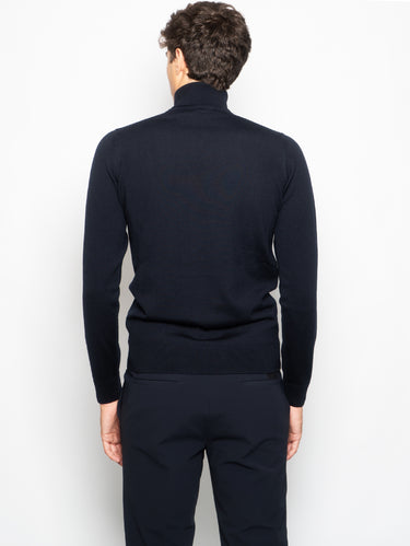 Maglia Collo Alto in Merinos Blu