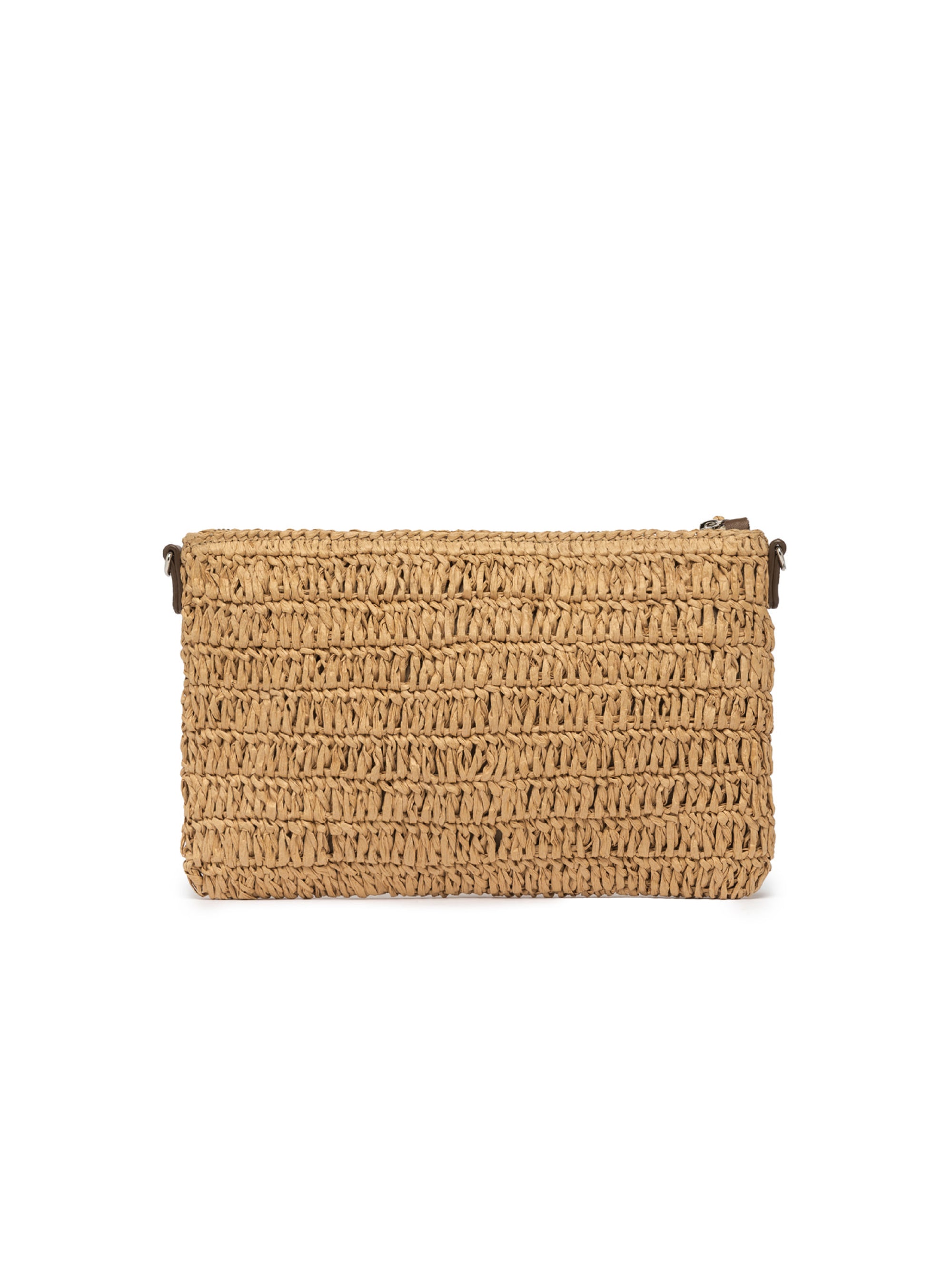 Straw clutch bag with rope crochet workmanship