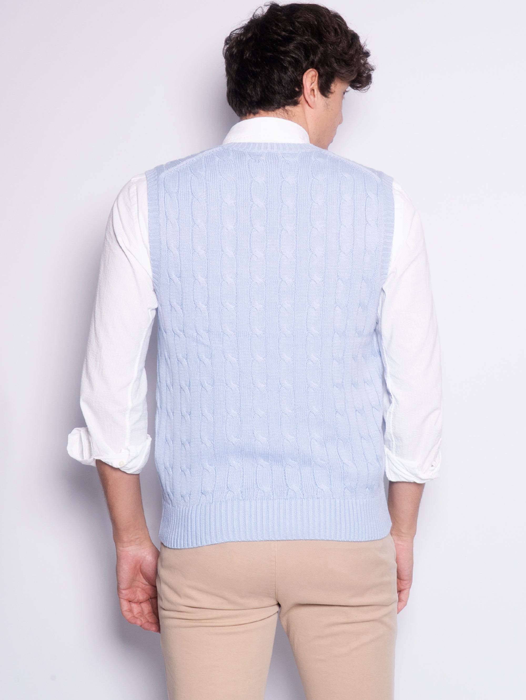 Light Blue Cable Knit Vest