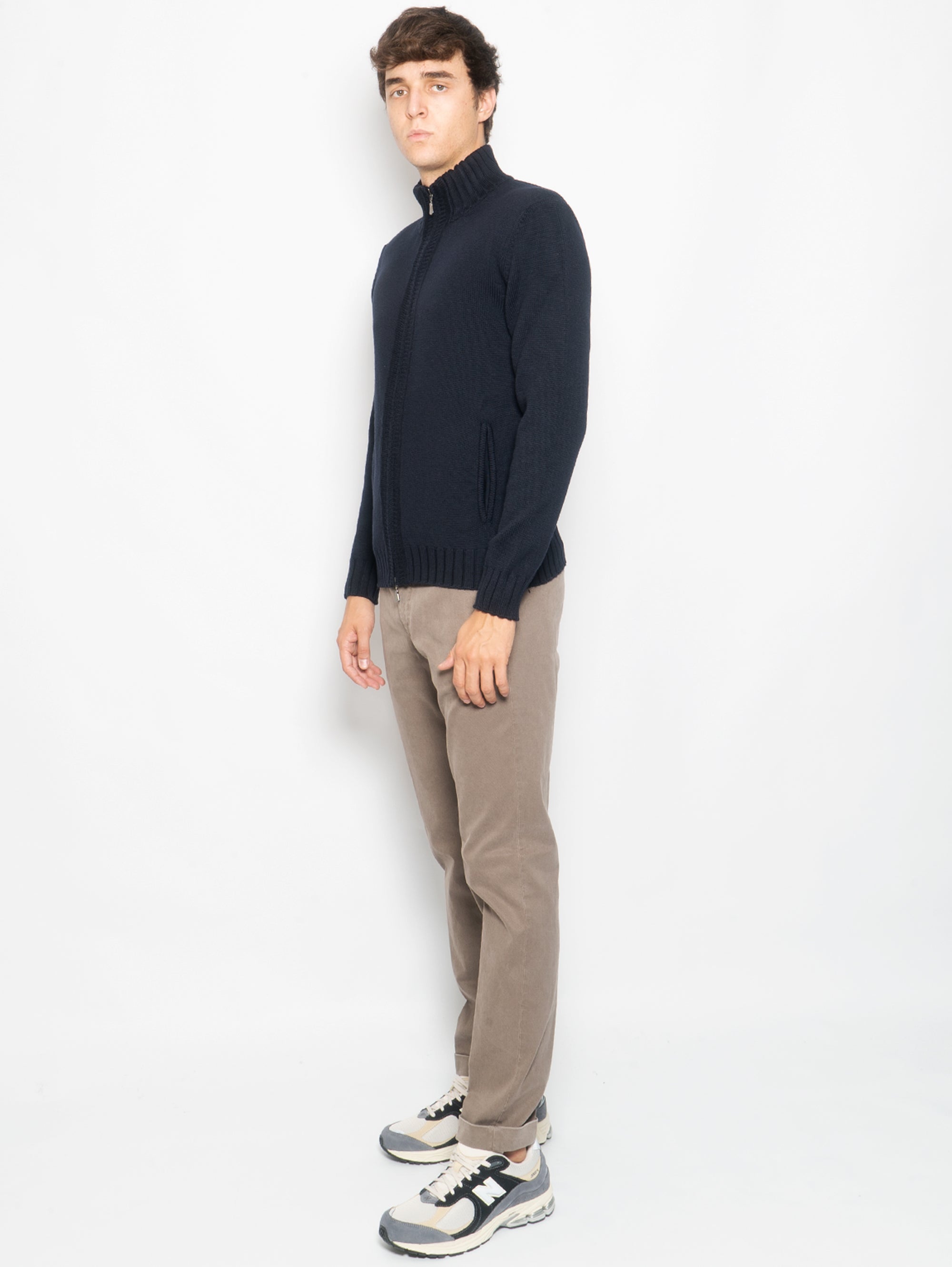 Chinos in Washed Dove Gray Textured Cotton