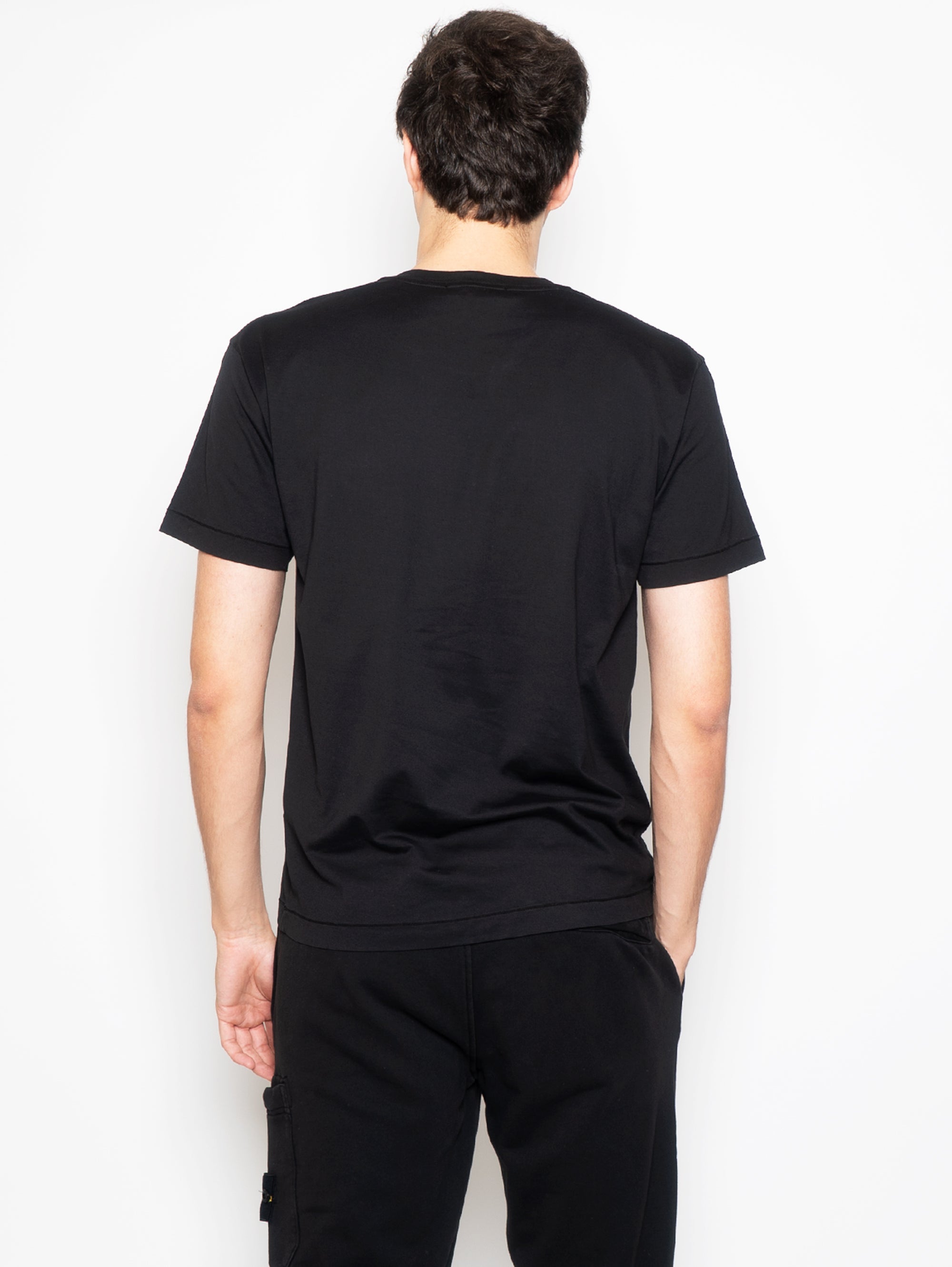 Schwarzes T-Shirt aus Baumwolljersey