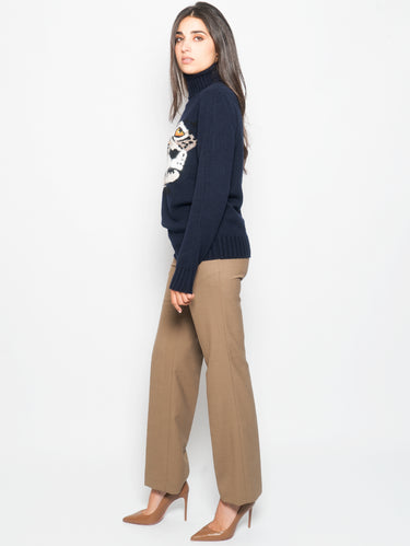 Chino Broek in Wol Rechte Pijp Schors