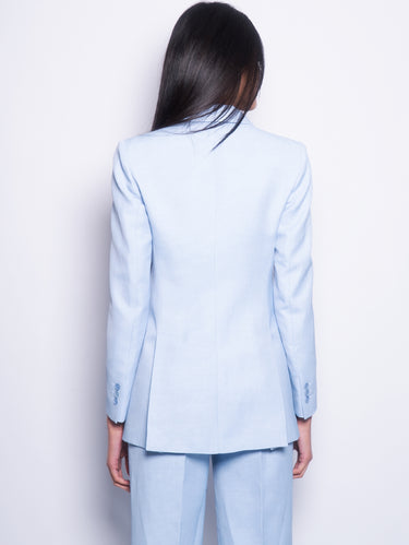 Dubbelgeknoopte Blazer van Linnen Poederblauw