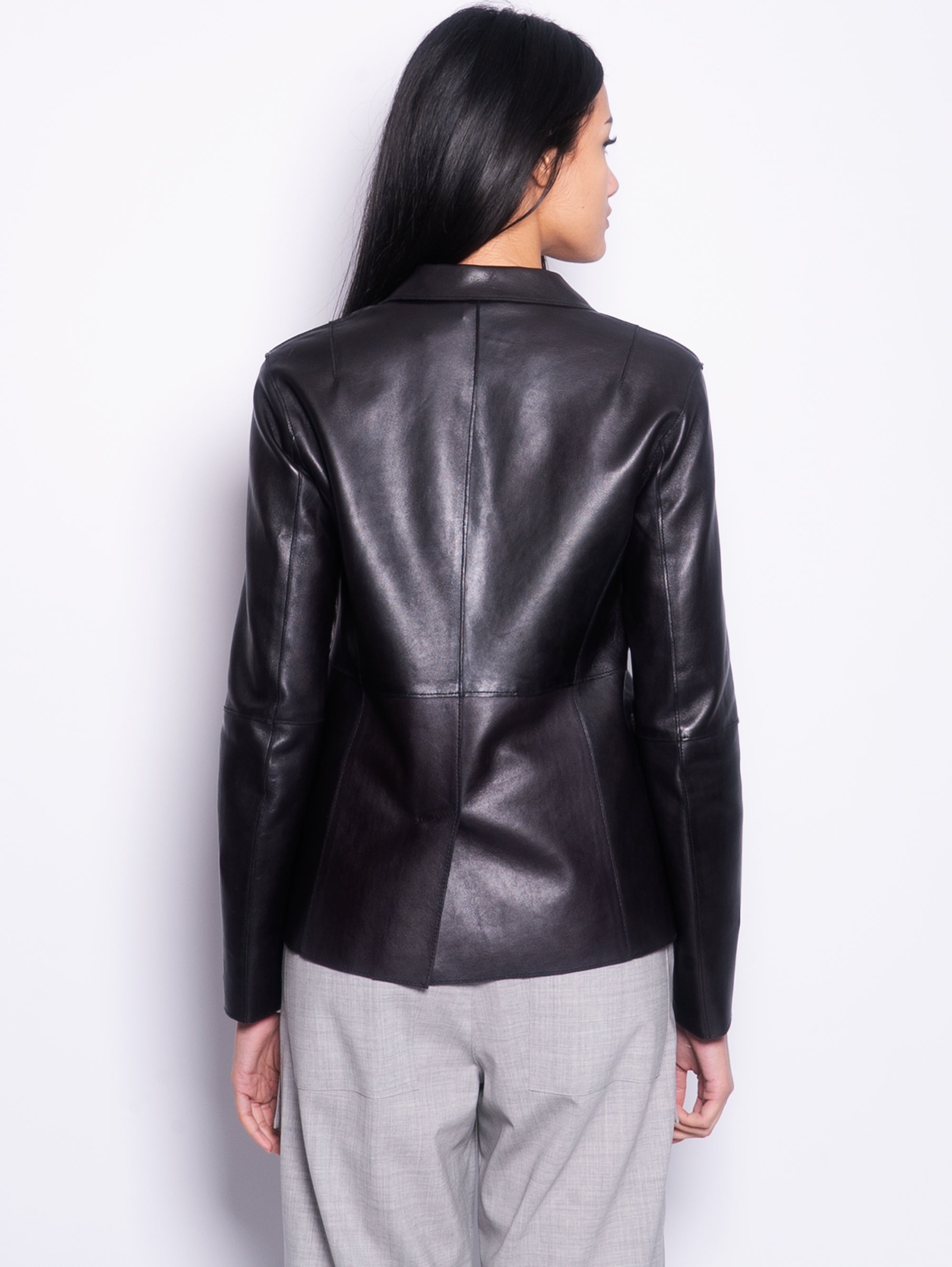 Black Leather Blazer Jacket