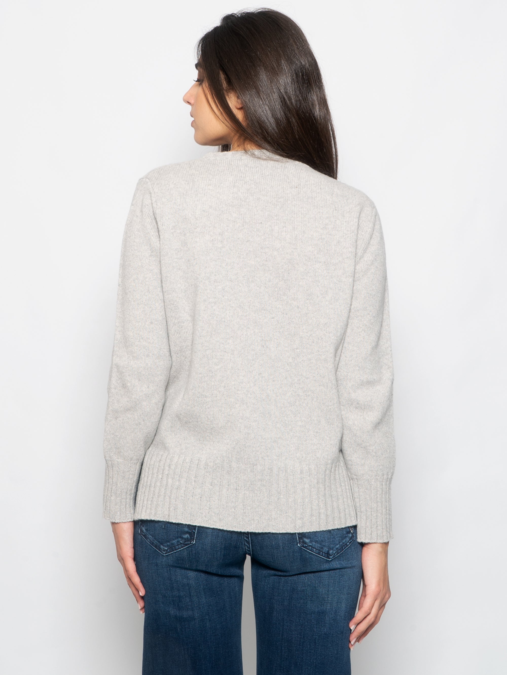 Crewneck with Pearl Ribbed Motifs