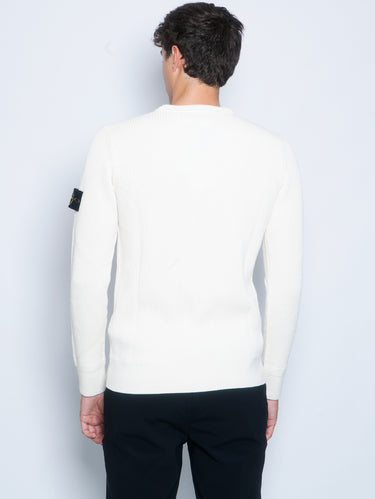 Maglia Girocollo a Coste Bianco