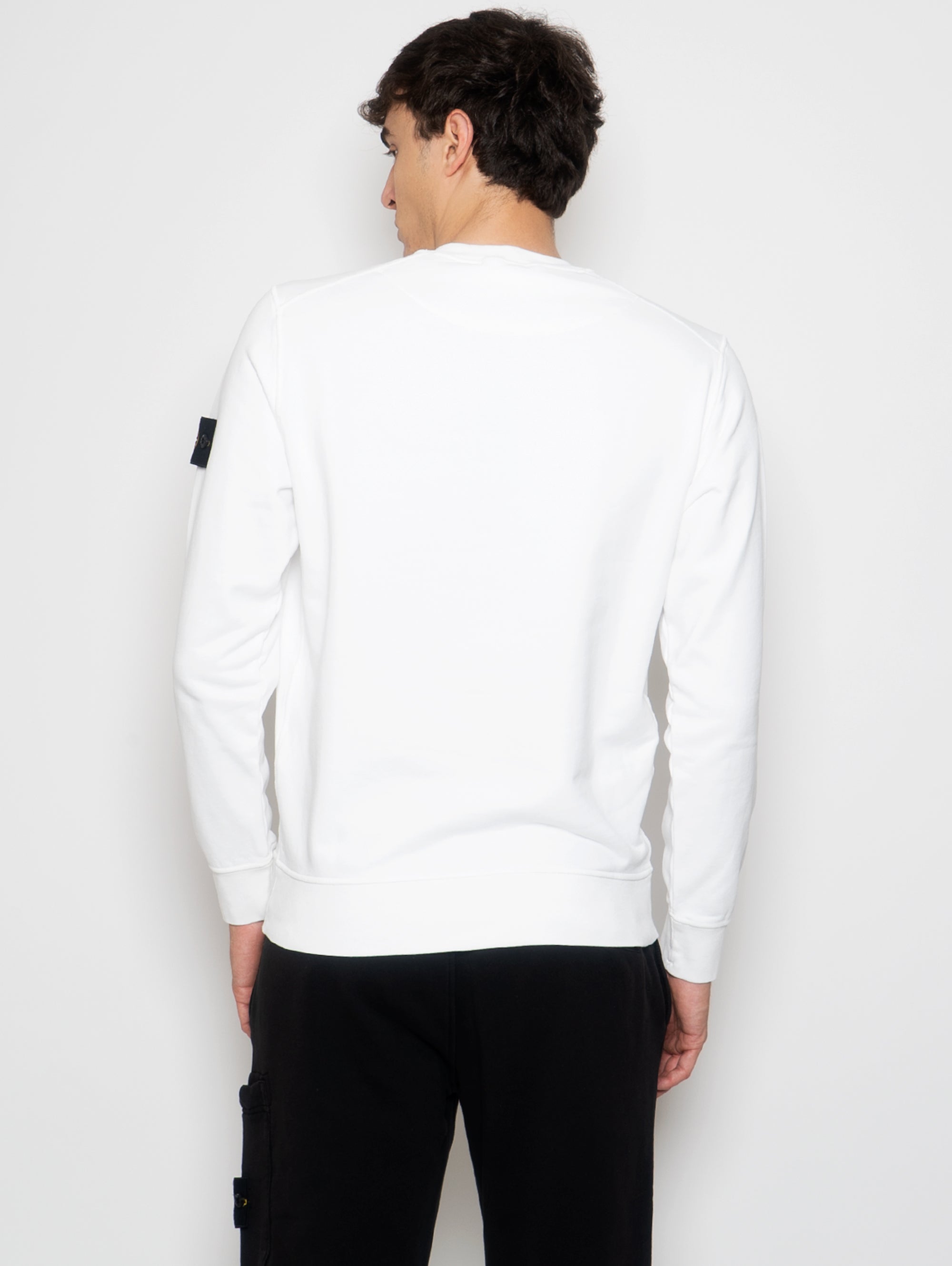 Garment Dyed White Crew Neck Sweatshirt