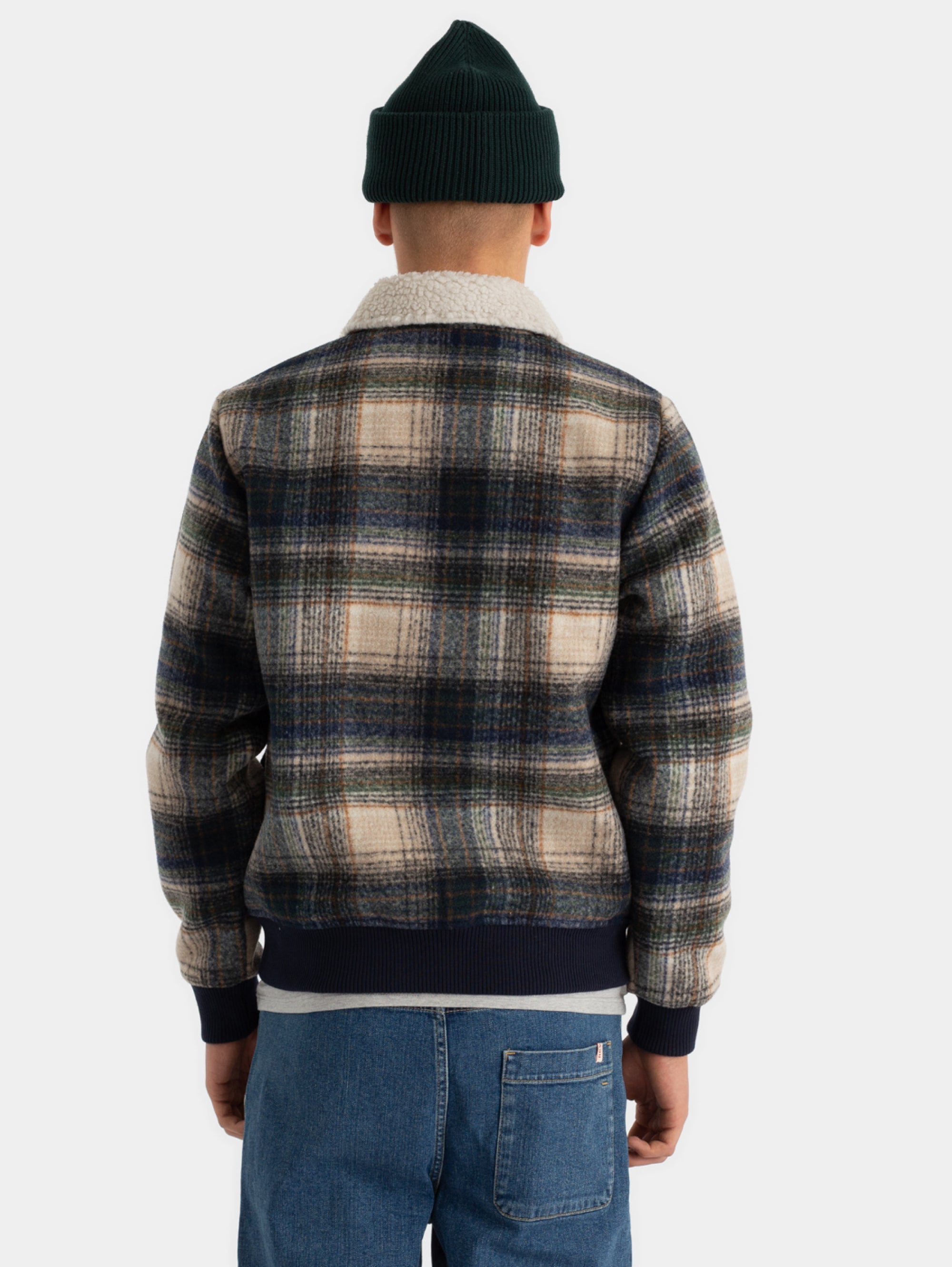 Blue Plaid Aviator Jacket