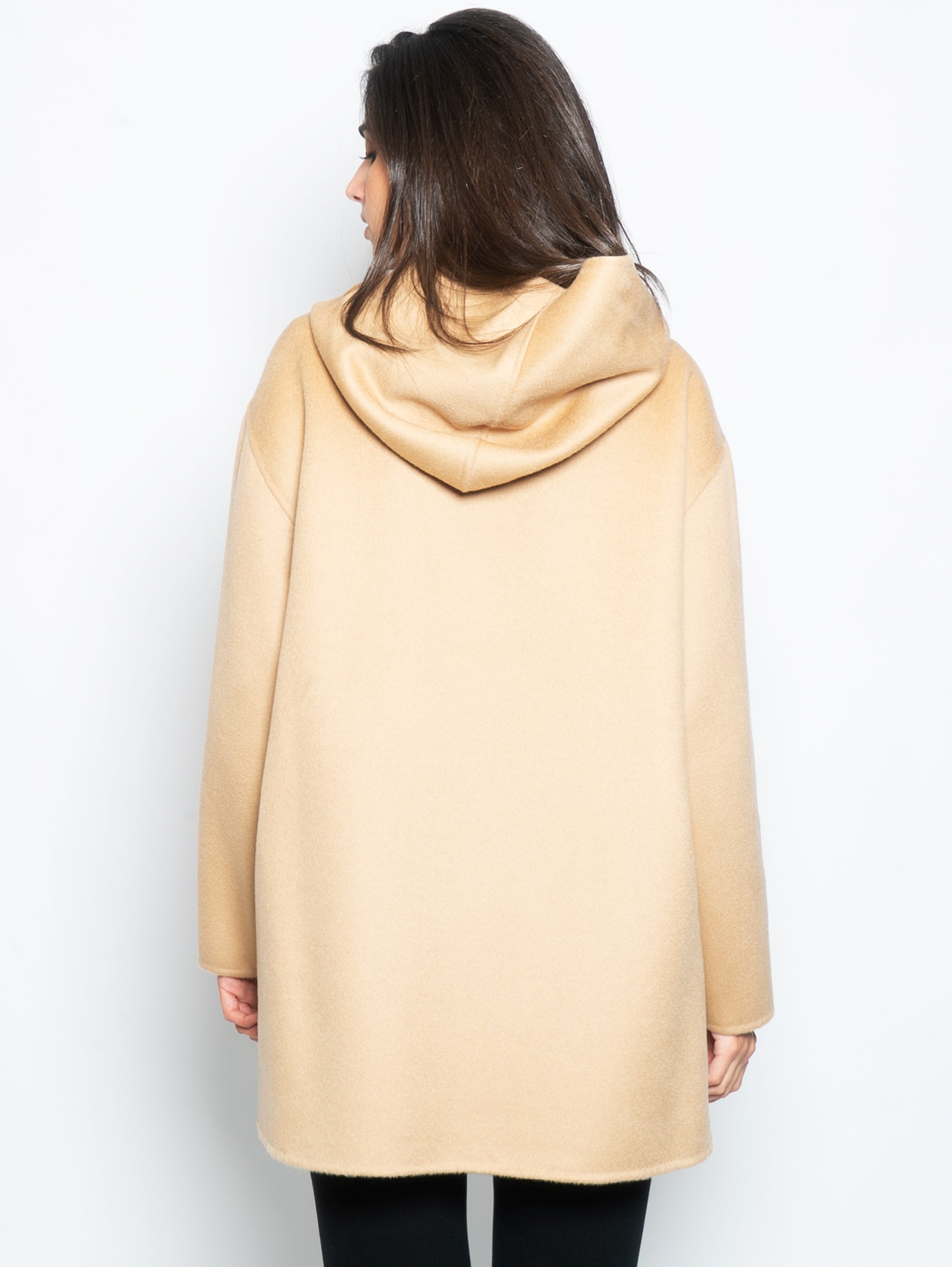 Coat with Zip in Beige Wool Cloth