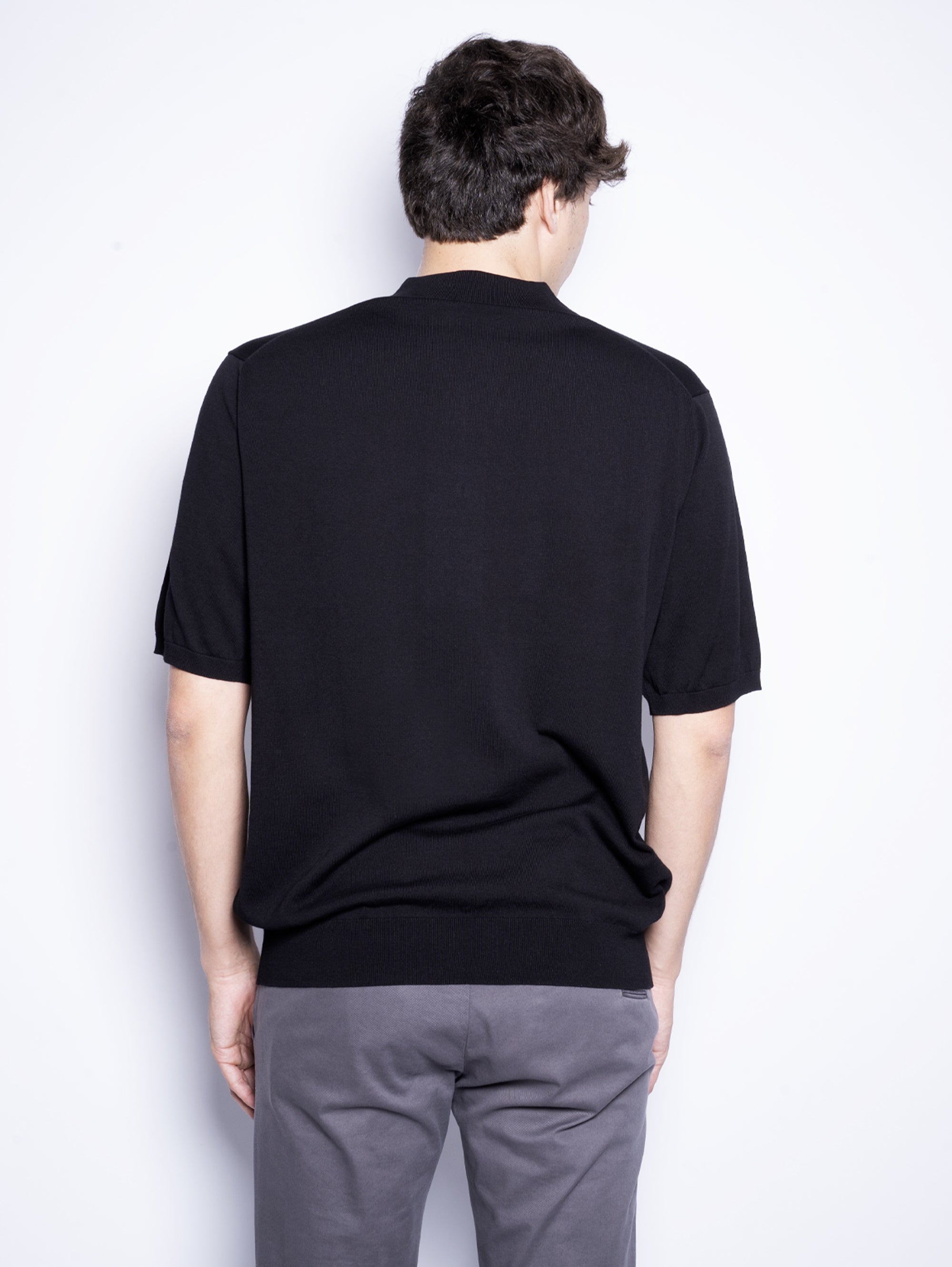 Polo shirt in black extrafine cotton
