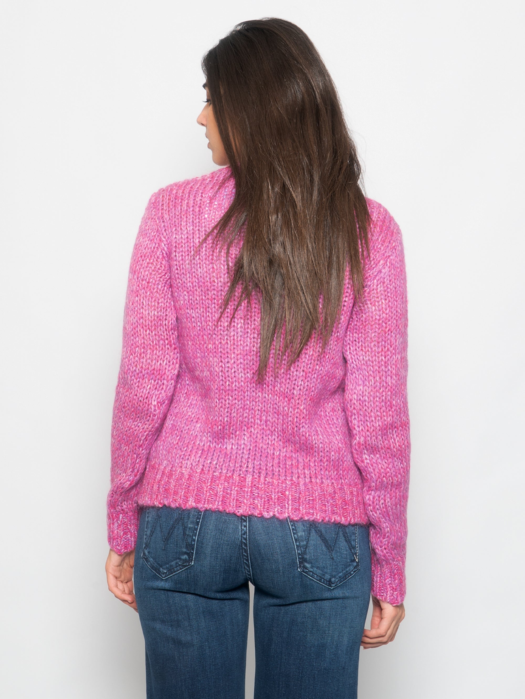 New Queen Soft Crew Neck Sweater in Pink Mohair