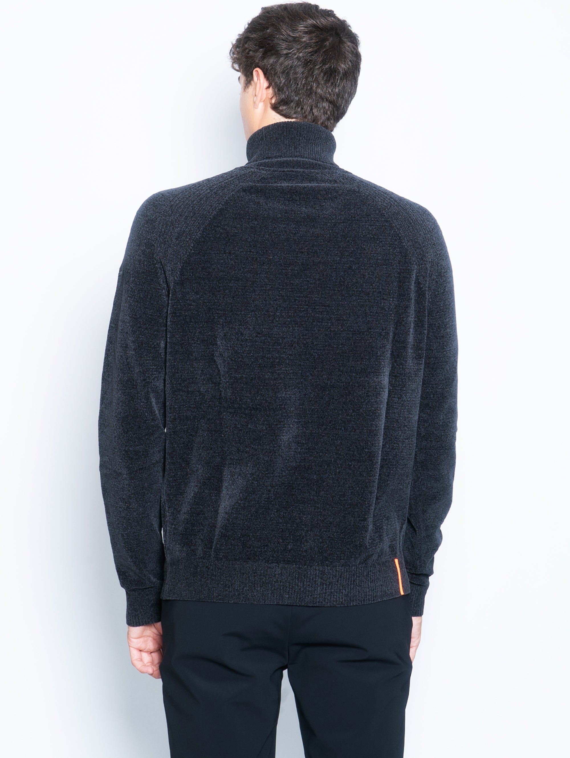 High-neck sweater in lead chenille