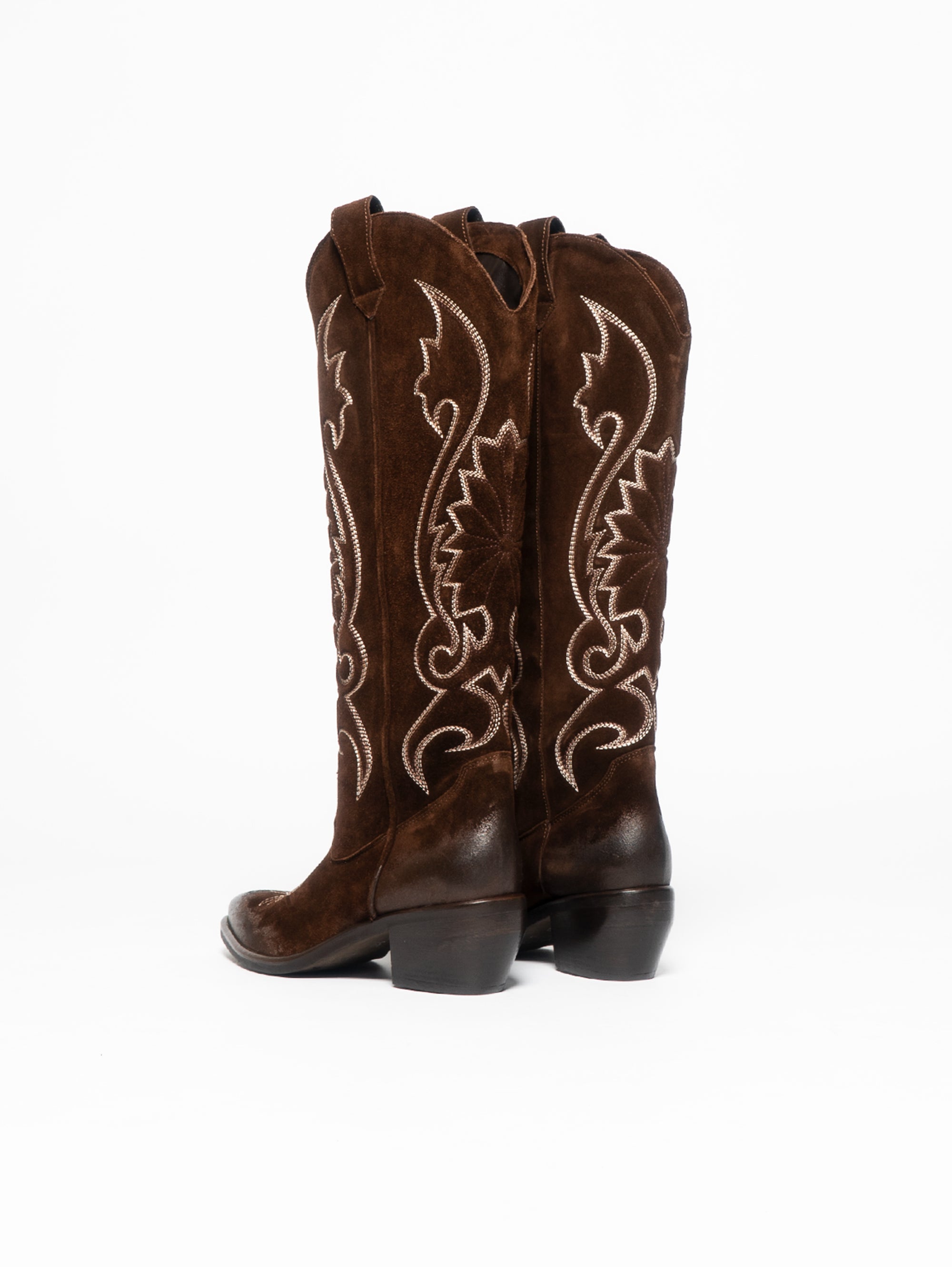 Western style Texan boots in dark brown