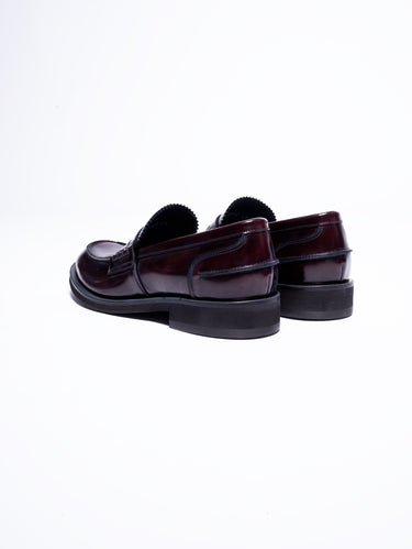 Mocassin penny loafer abrasivé bordeaux