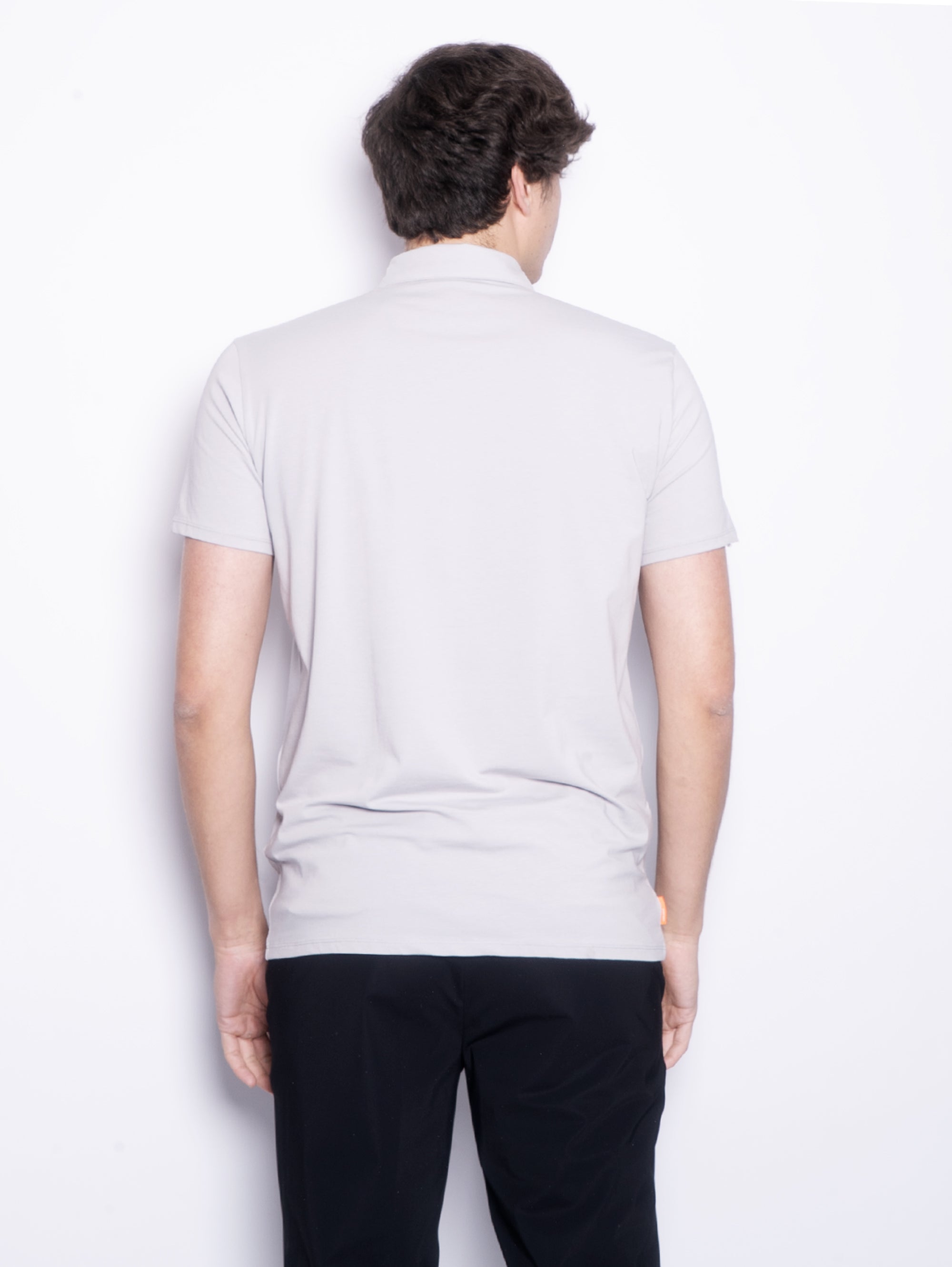 Polo shirt in melange gray technical fabric