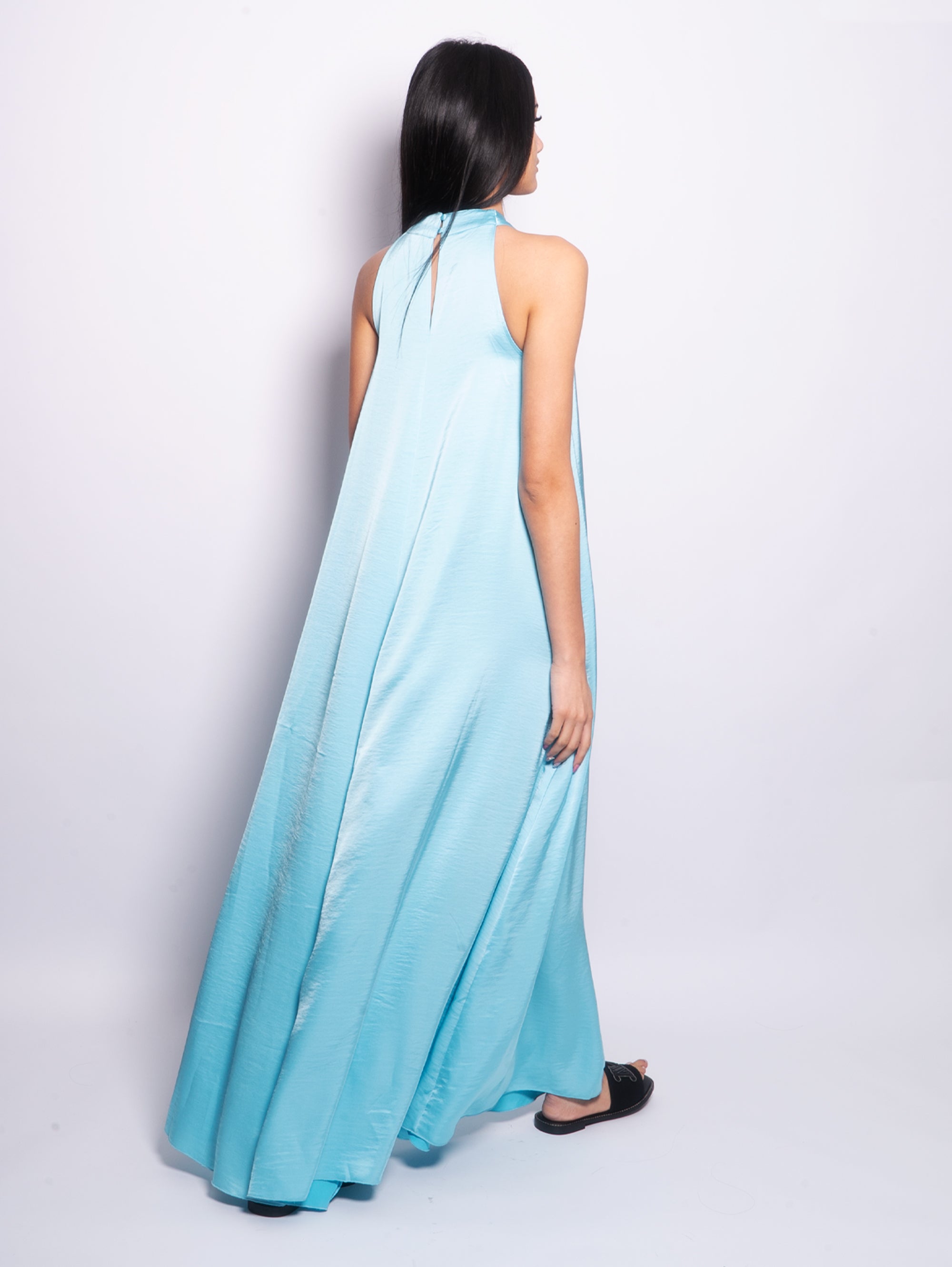 Satin Dress with Blue Cross