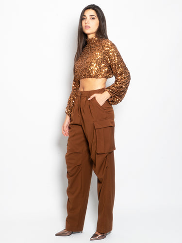 Wide Cargo Pants in Caramel Dandy