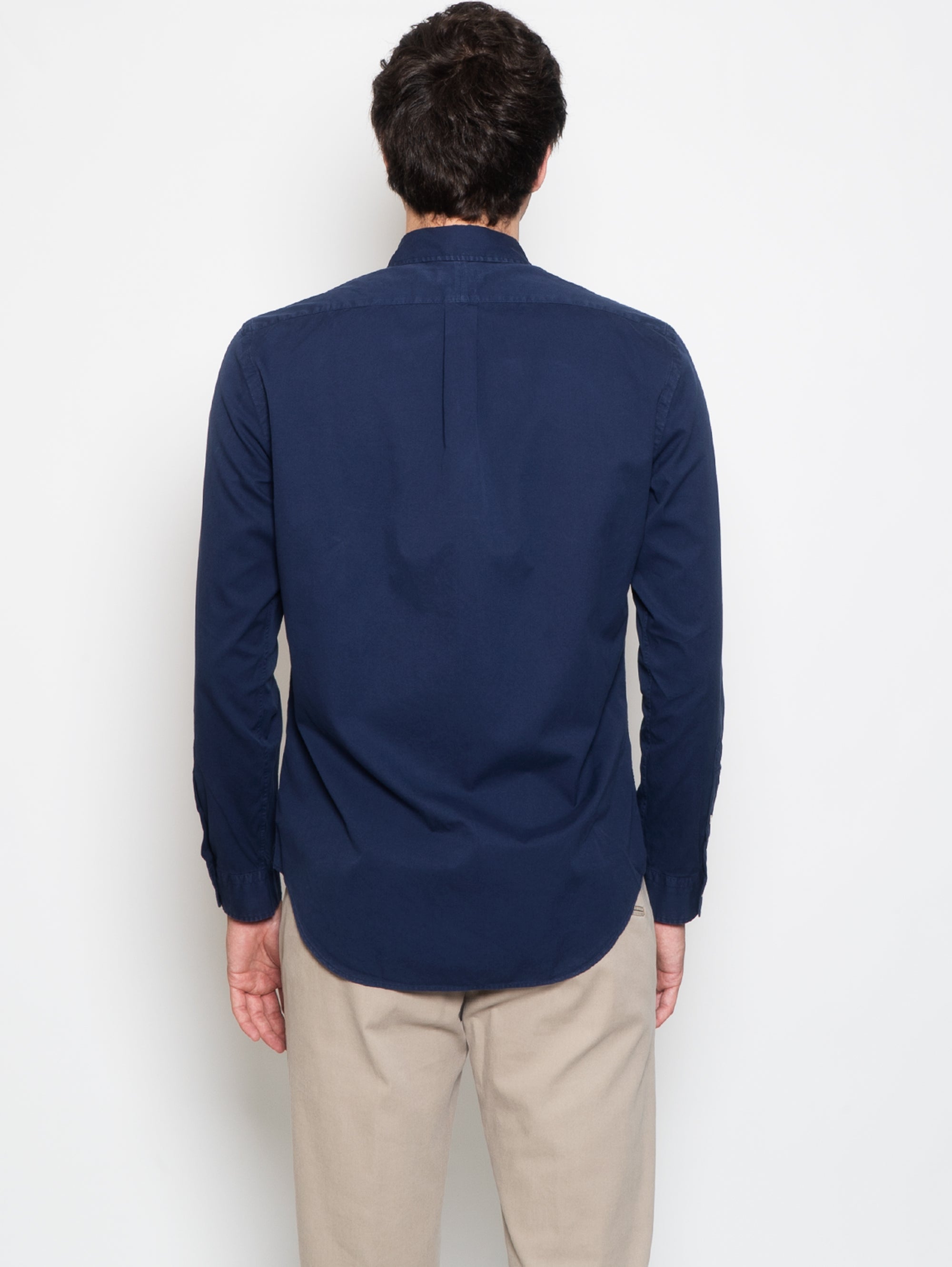 Camicia Slim Fit in Twill di Cotone Navy