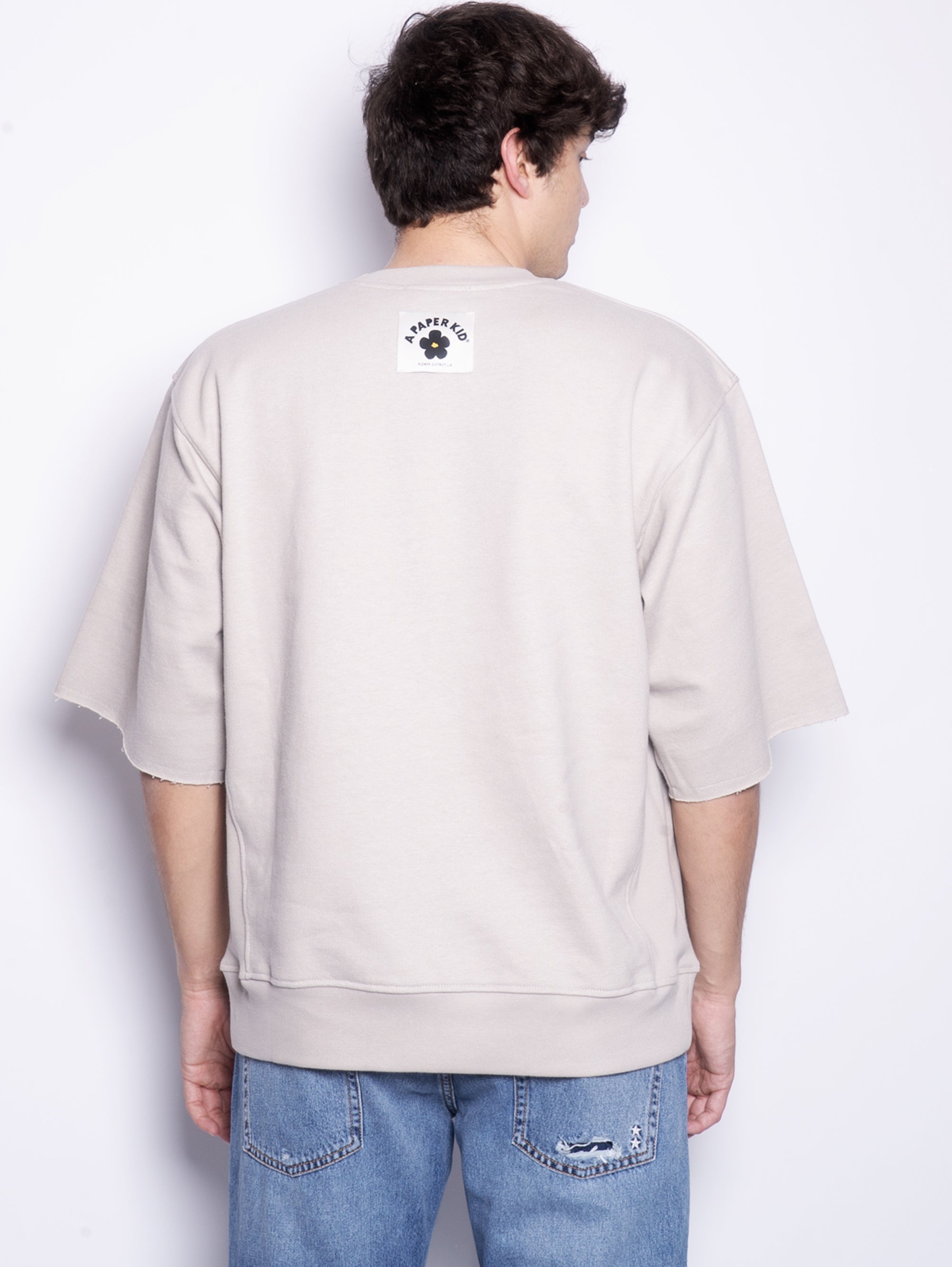 Übergroßes Sweatshirt mit kurzen Ärmeln in Grau