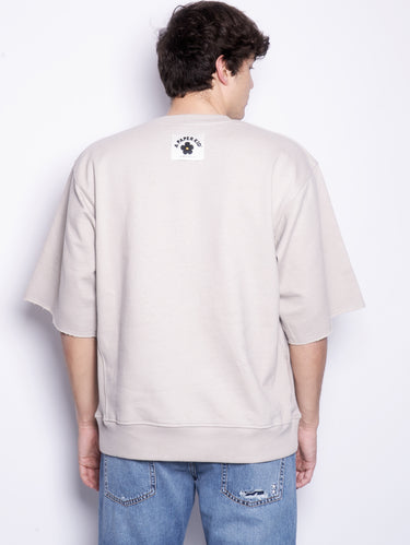 Oversized sweatvest met korte mouwen grijs