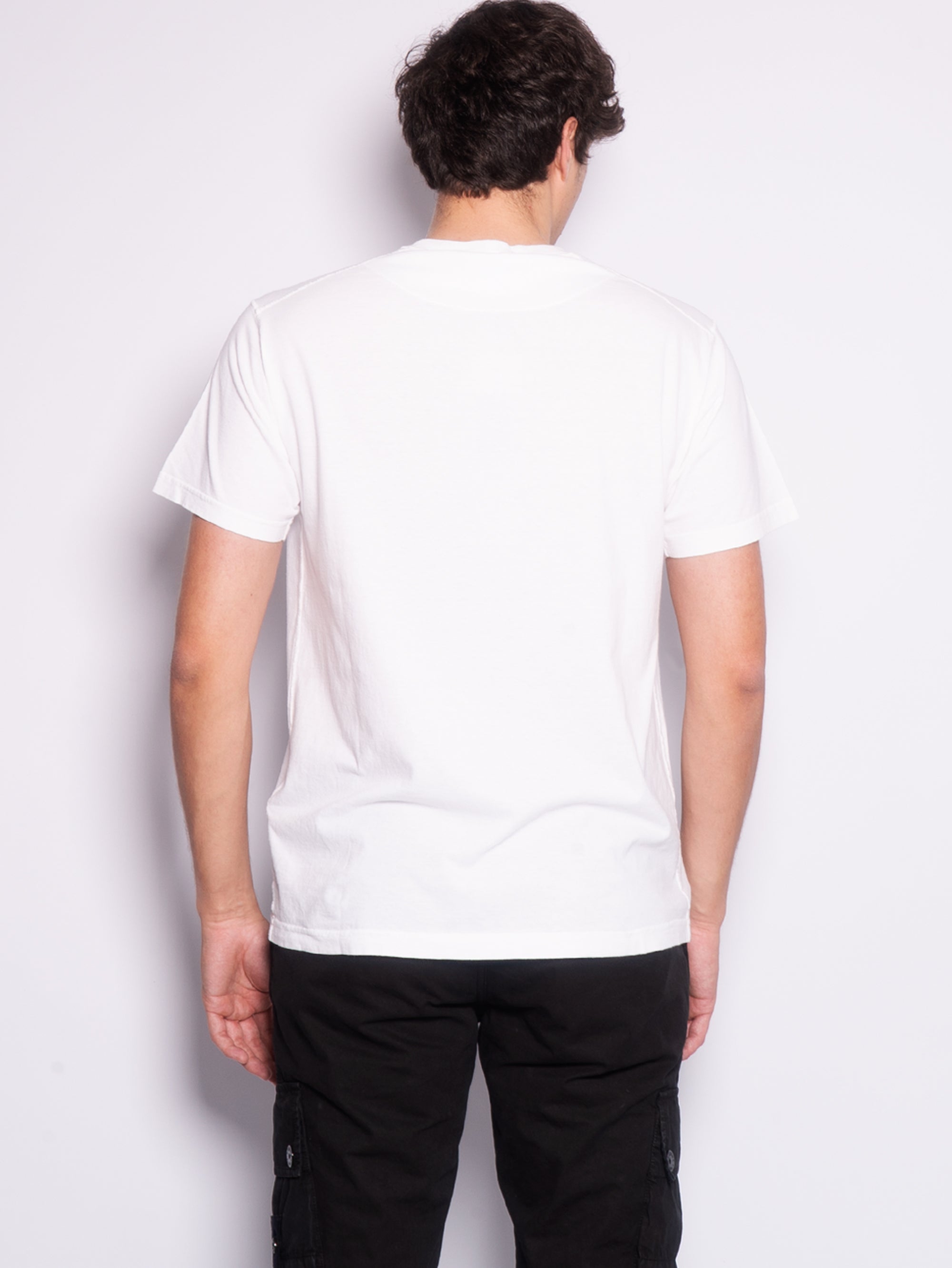 T-shirt Tinta in Capo con Effetto Fissato Bianco