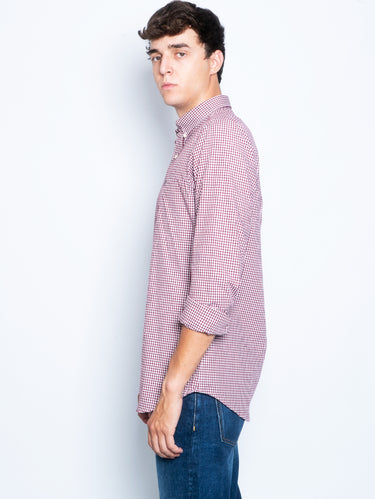 White/Burgundy Checkered Shirt