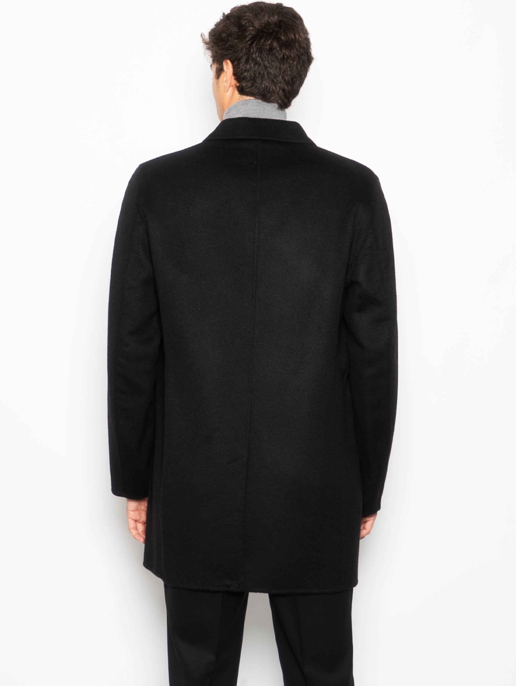 Single-breasted coat in Double Alfredo Black