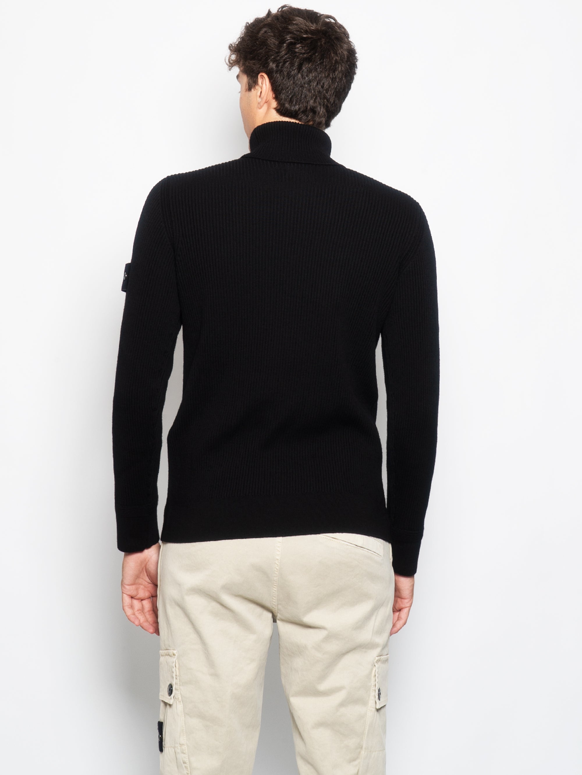Black English Ribbed Turtleneck Sweater