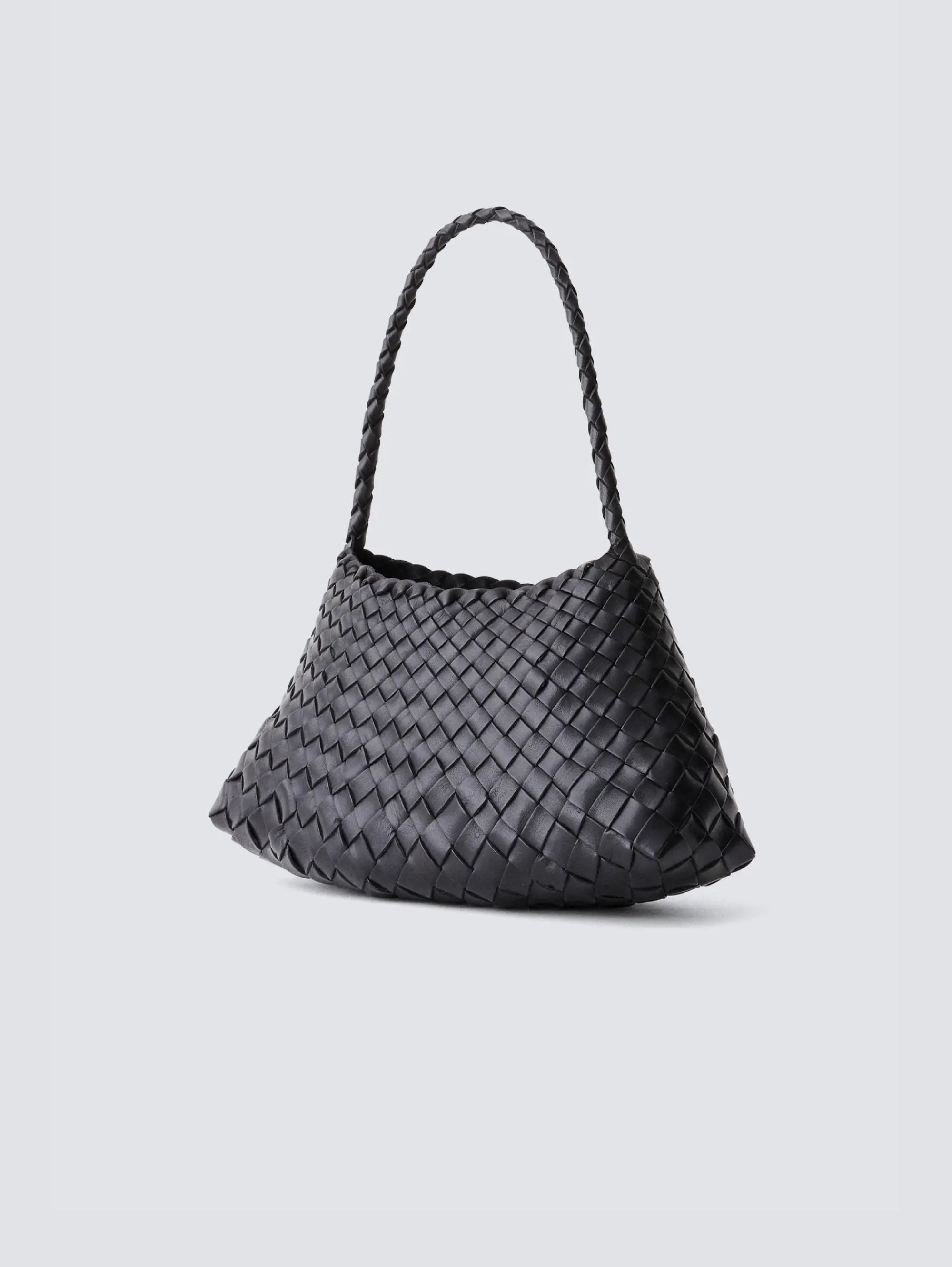 Borsa Baguette in Pelle Intrecciata Rosanna Mini Nero