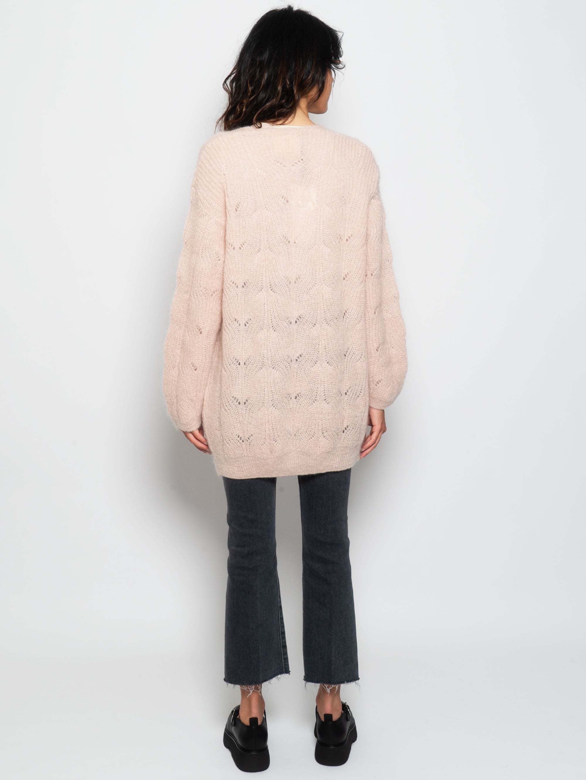 Cardigan with Laces in Pink Mohair