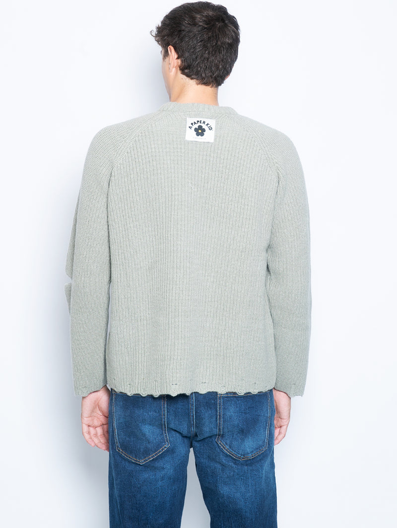 Maglia Girocollo Destroyed Verde Salvia