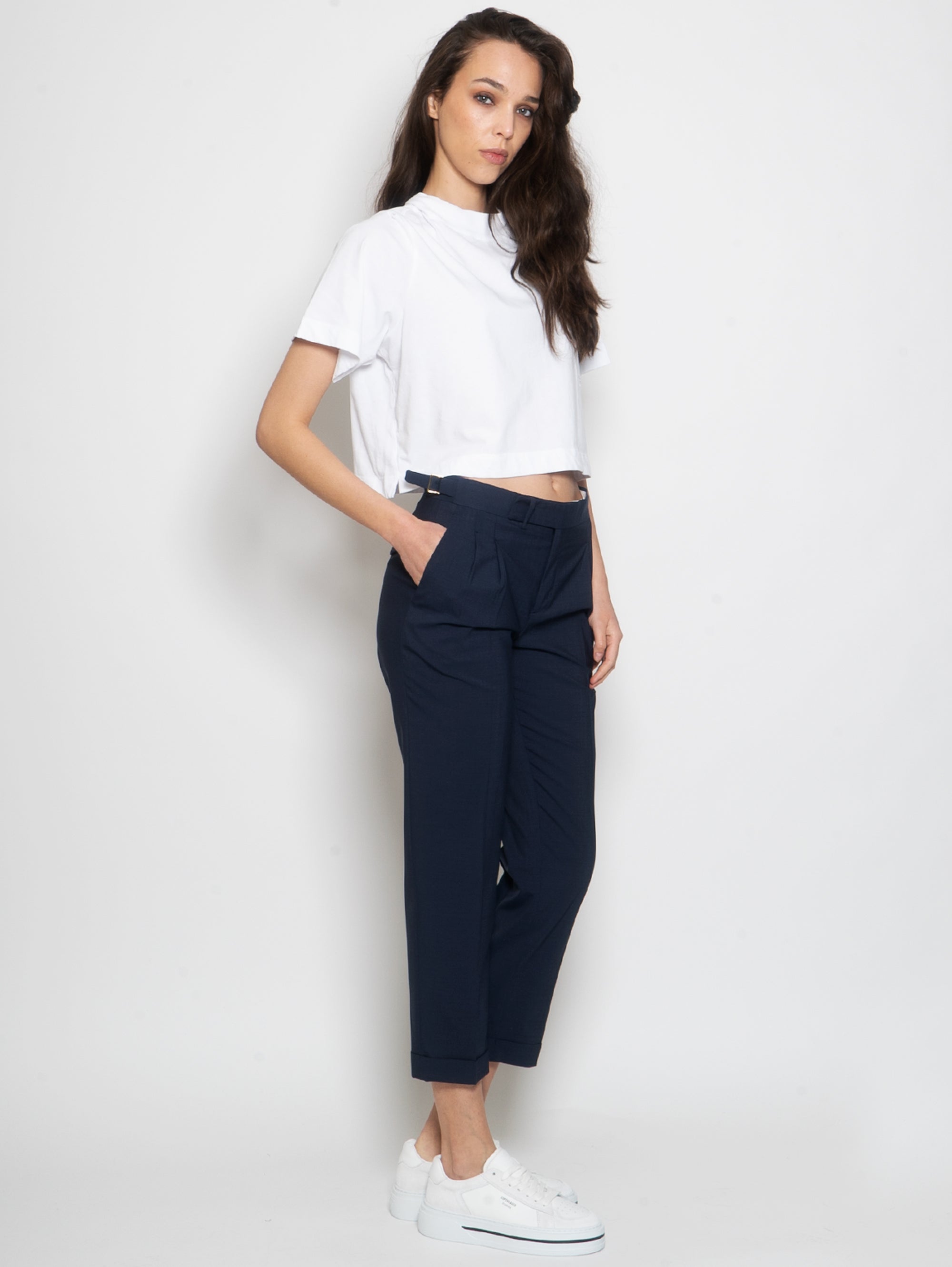 Trousers with Blue Double Pleats