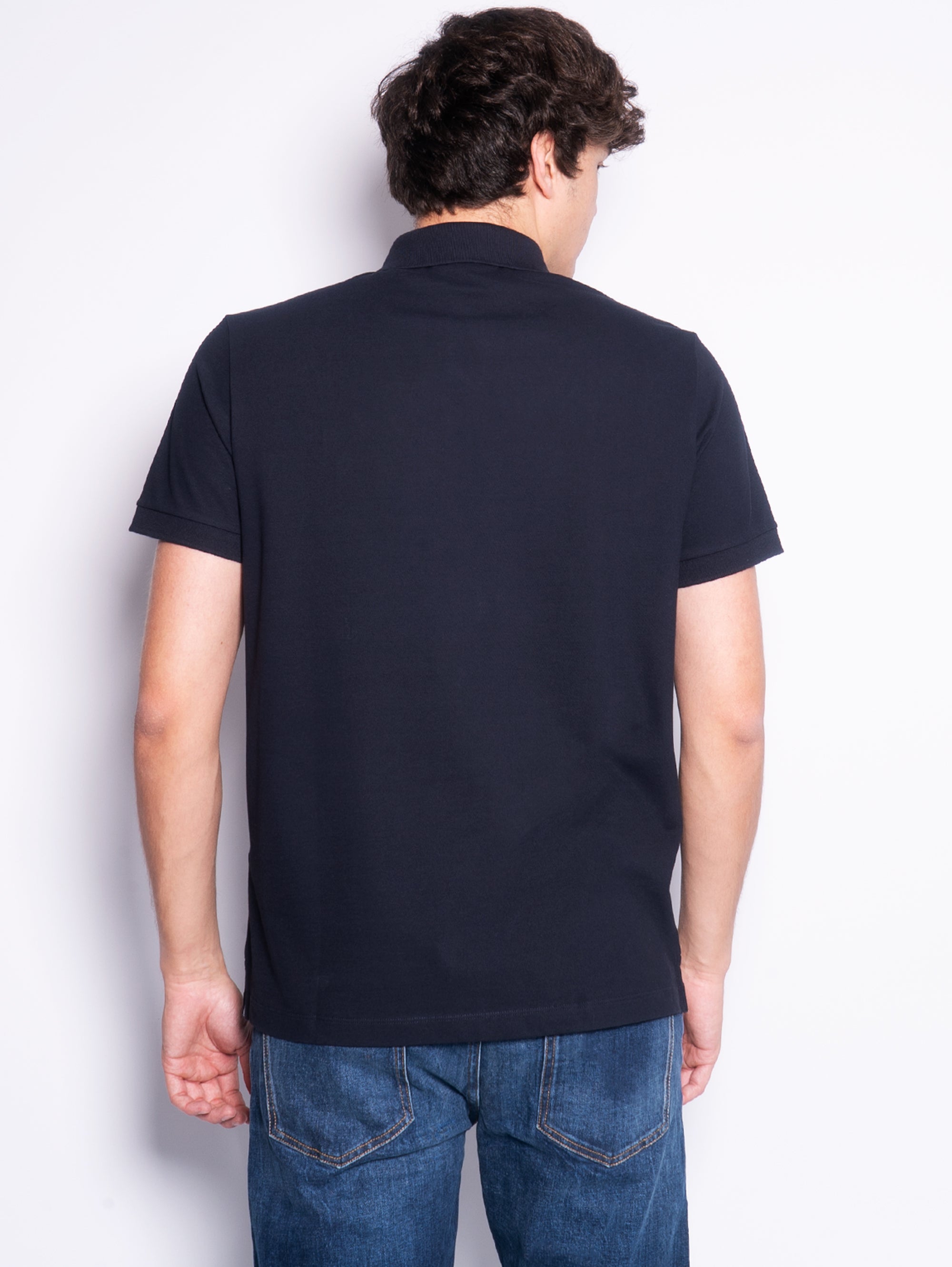 Slim-Fit-Poloshirt aus blauer Bio-Baumwolle
