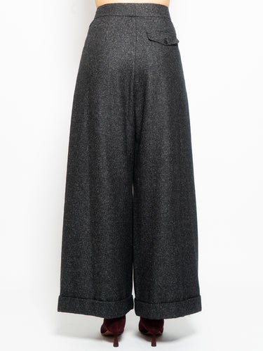 Hoge Taille Uitlopende Broek Asfalt