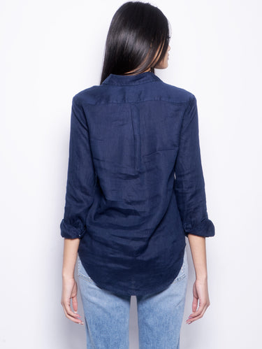 Oversize-Leinenhemd Blau