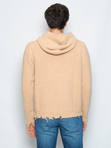 Wollpullover mit Kapuze Rinde