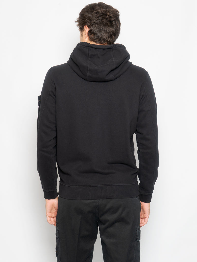 Felpa con Zip e Cappuccio Nero