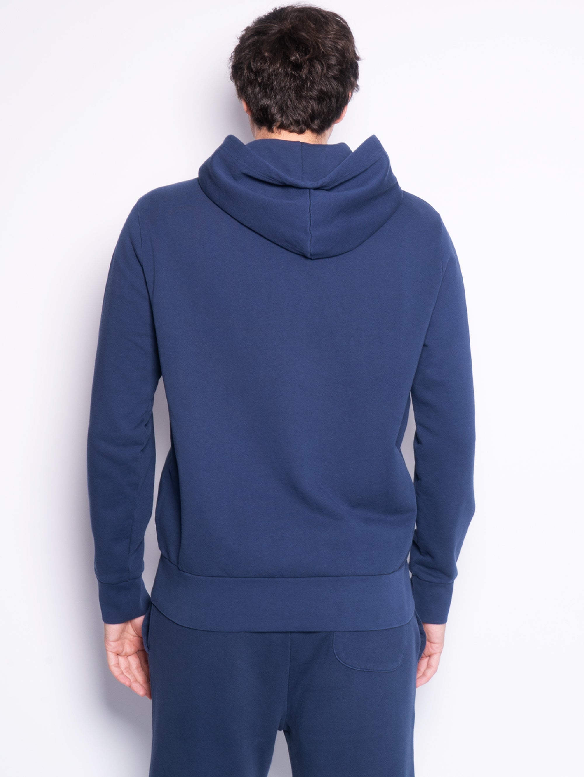 Blaues Loopback-Terry-Sweatshirt mit Reißverschluss