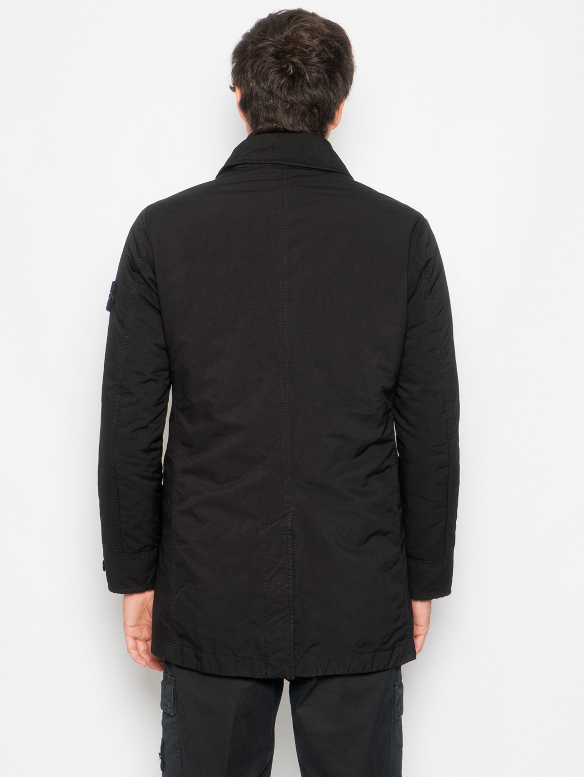 Black Padded Coat with Diagonal Closure