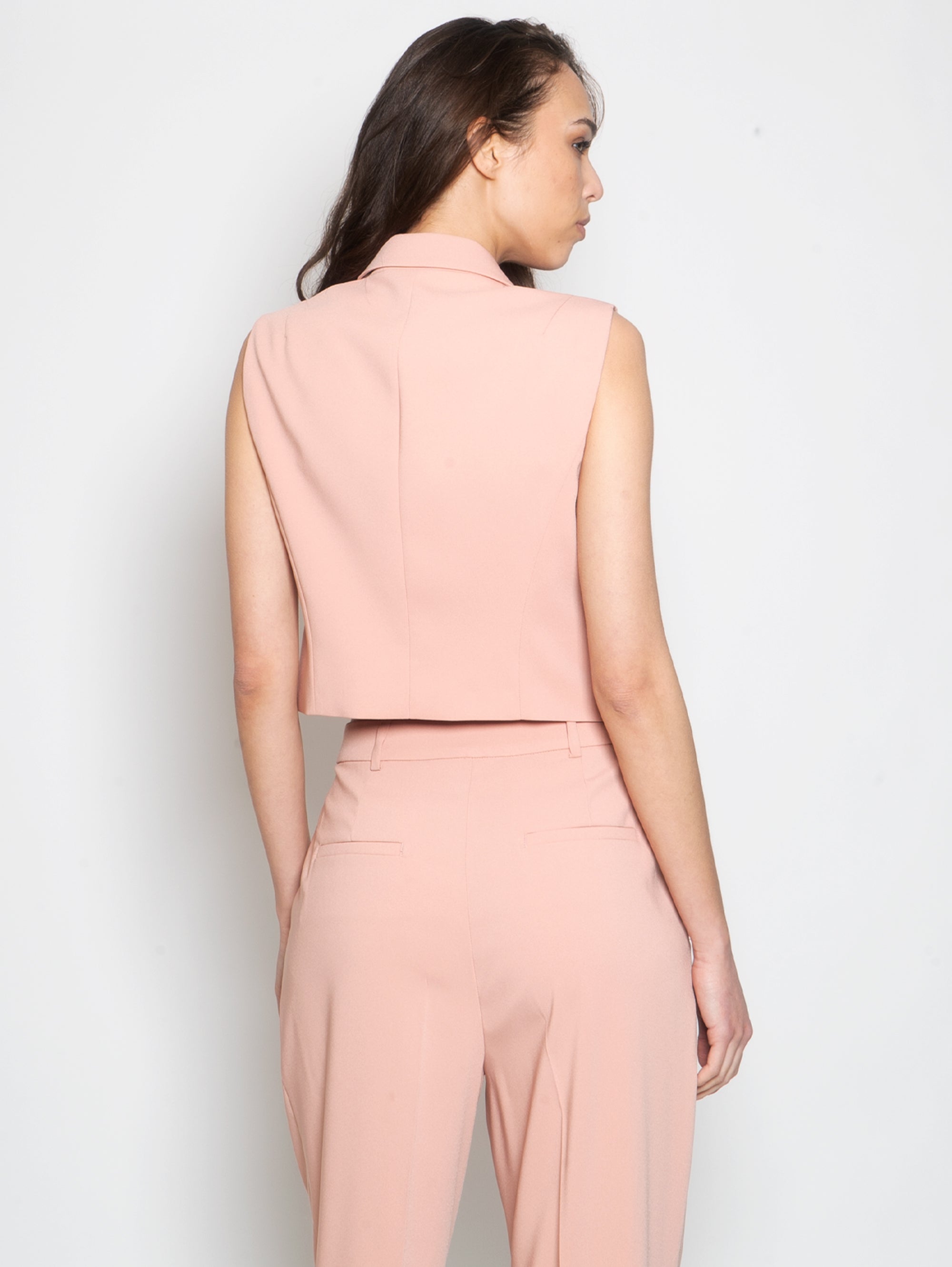Pink Crepe Double-Breasted Waistcoat