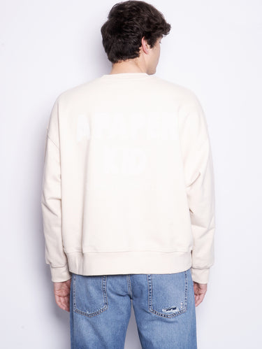Ronde hals sweatvest met grote achterprint zandkleur