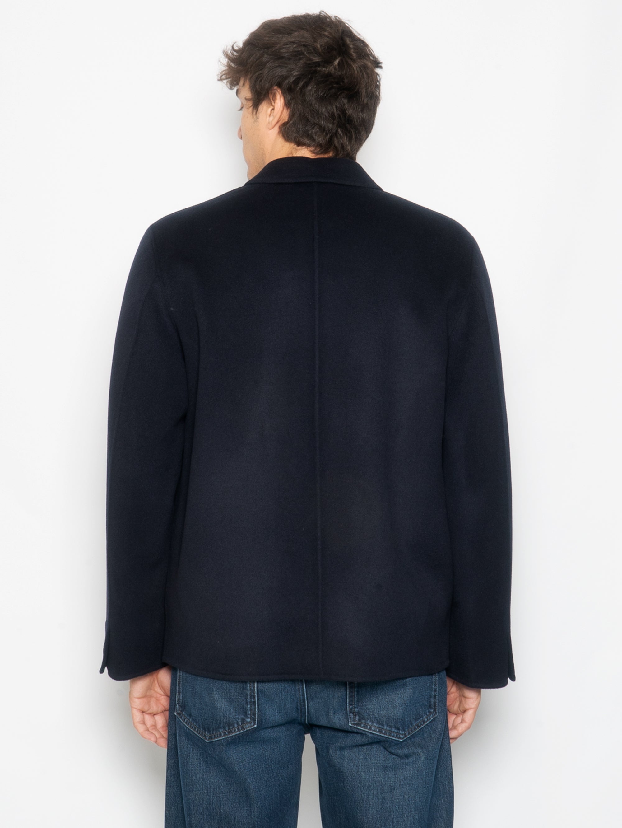 Navy Cashmere and Wool Worker Jacket