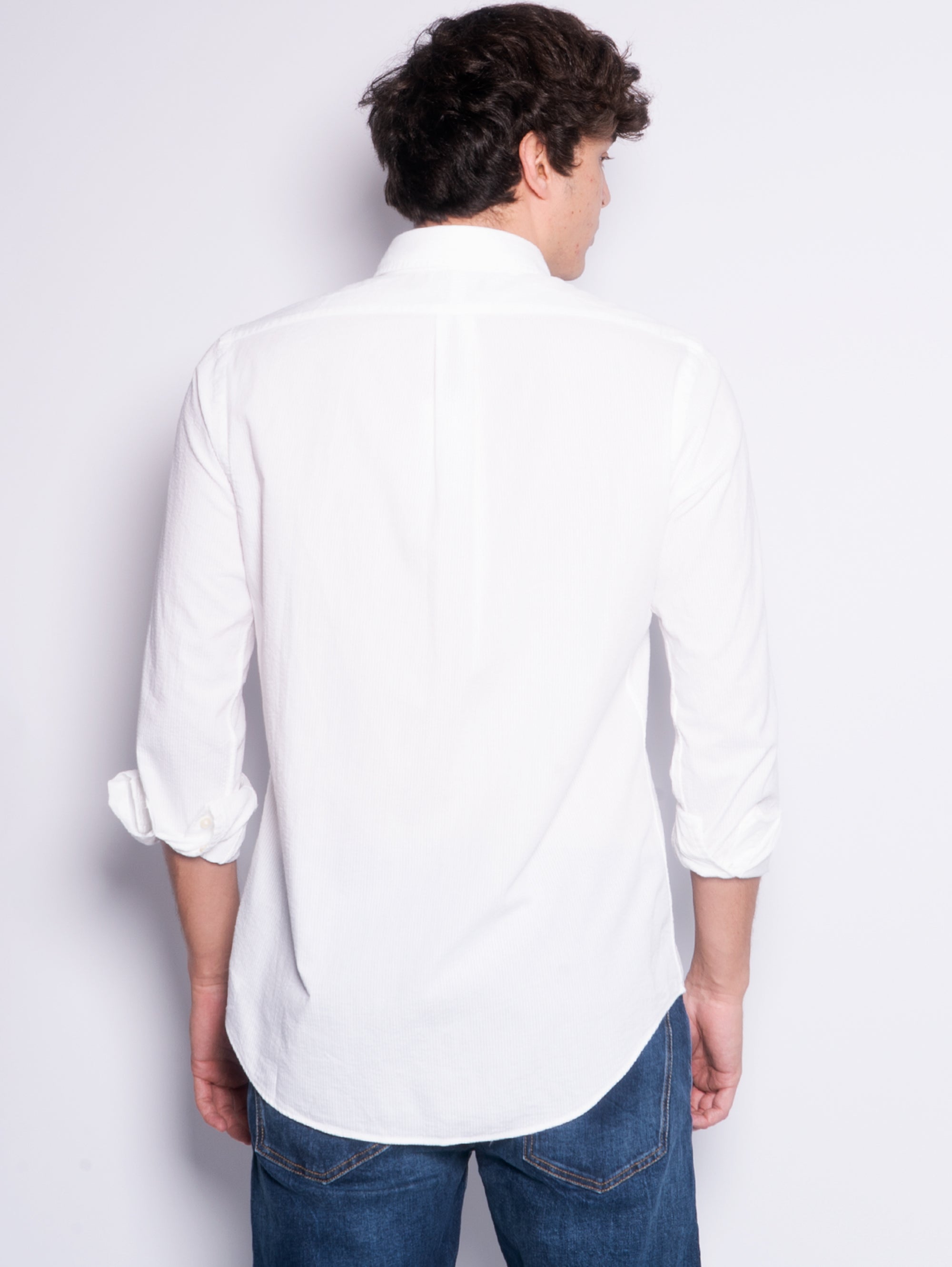 Weißes Seersucker-Hemd