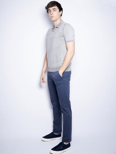 Pantalon en cavalry de lyocell et coton bleu