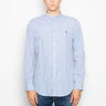 RALPH LAUREN-Camicia in Popeline Stretch Slim Fit Bianco/Blu-TRYME Shop