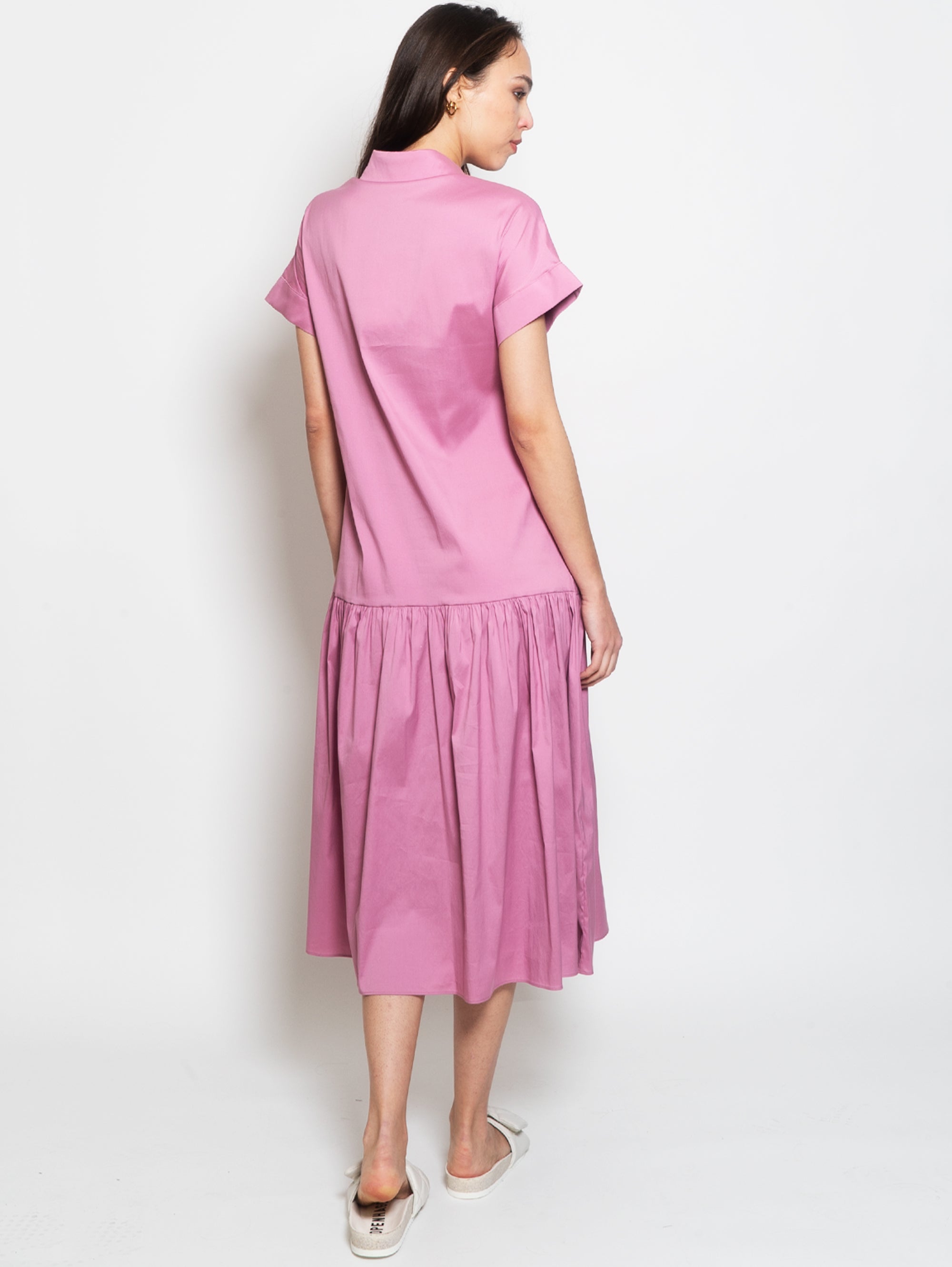 Long Chemisier Dress with Orchid Frill